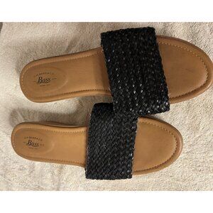 BASS Women's Willow Slide Leather Platform Sandals  Size 7 1/2M Black & Brown
